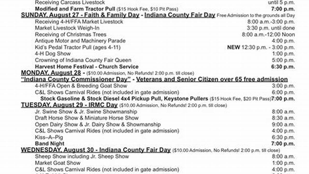 Indiana County Fair Dates 2024