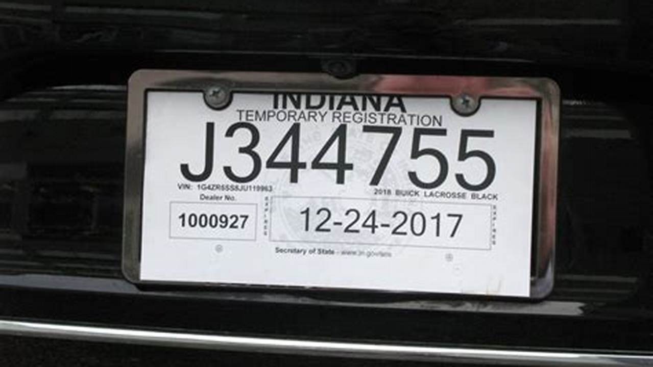 Indiana Temporary License Plate 2024