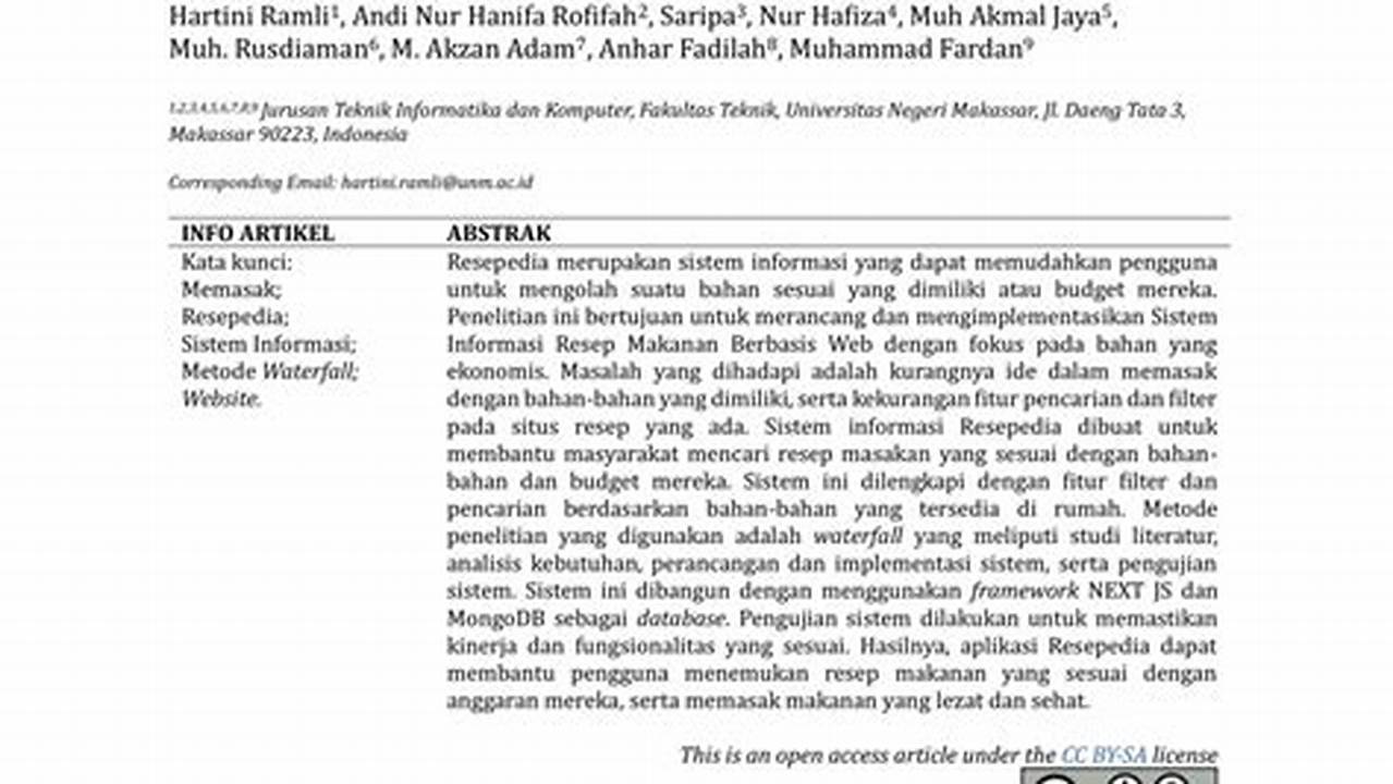 Informasi, Resep