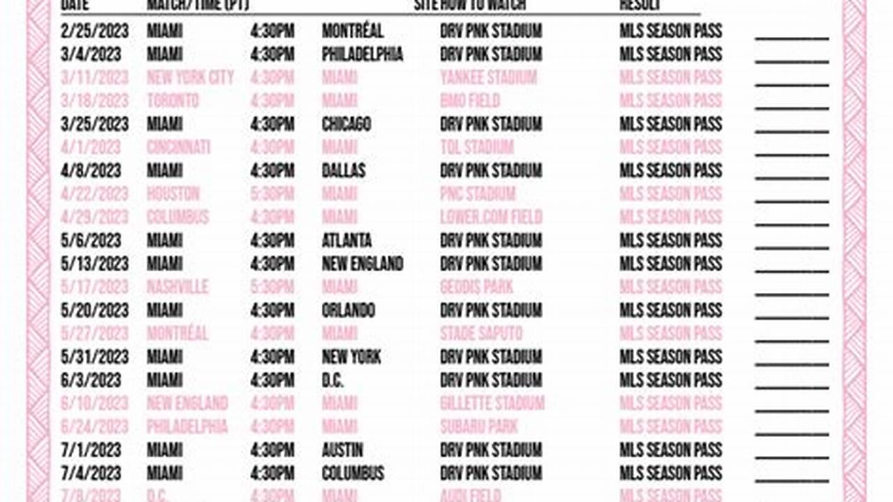 Inter Miami Schedule 2024 24