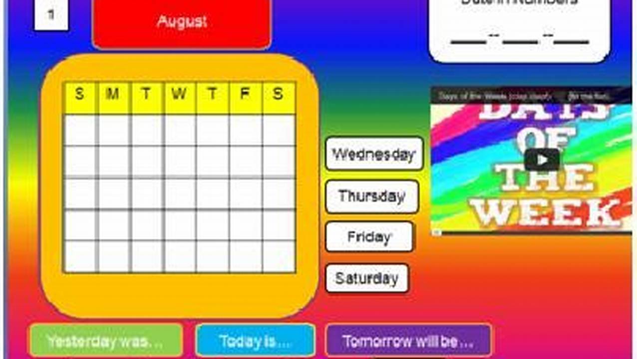 Interactive Whiteboard Daily Calendar