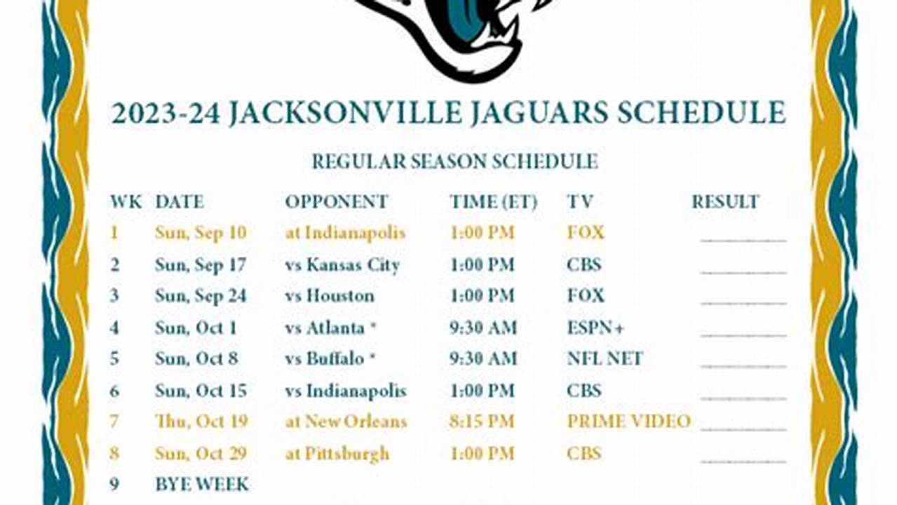 Jacksonville Jaguars 2024 2024 Schedule Printable