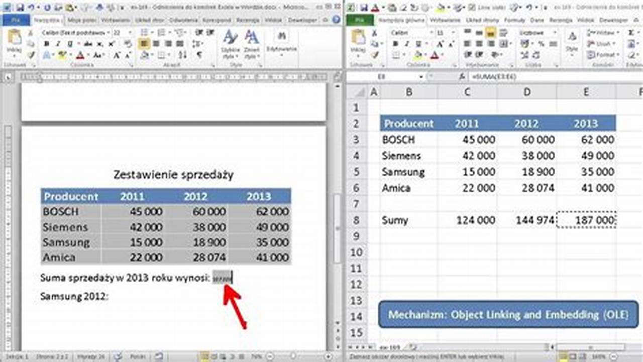 Jak Wstawić Dokument Do Worda Tabelę Z Excela