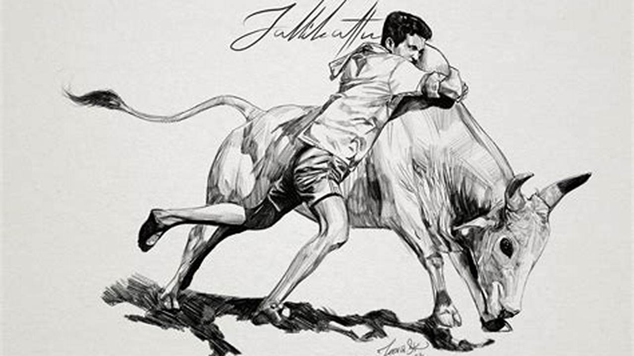 Jallikattu - A Celebration of Bravery and Tradition Captured in Pencil Drawings