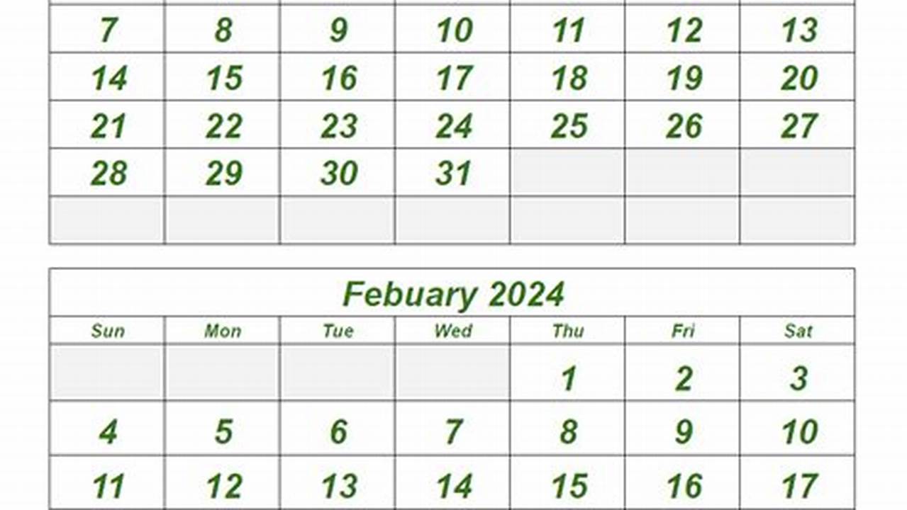 Jan Feb Calendar 2024
