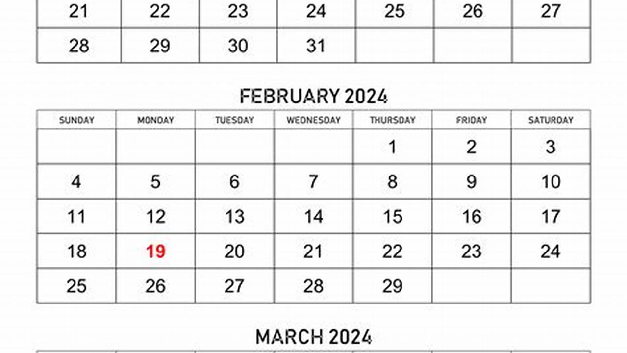 January - March 2024 Calendar