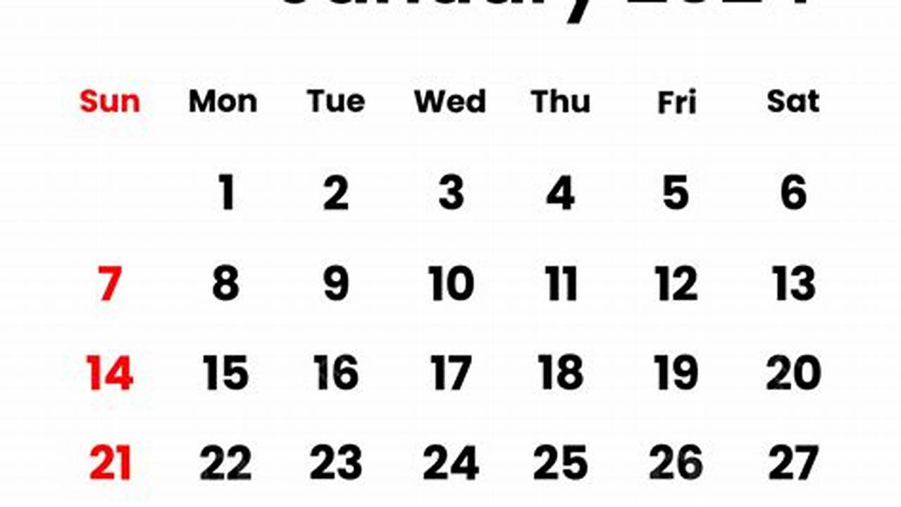 January 2024 Calendar Png