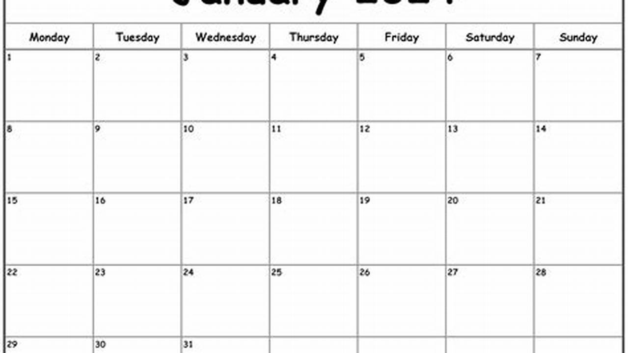 January 2024 Calendar Starting Monday Morningstar