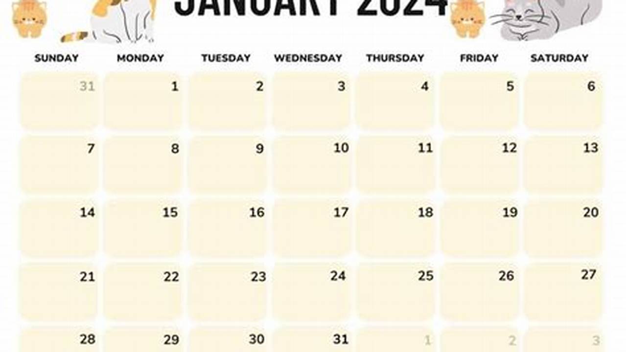 January 2024 Cat Calendar