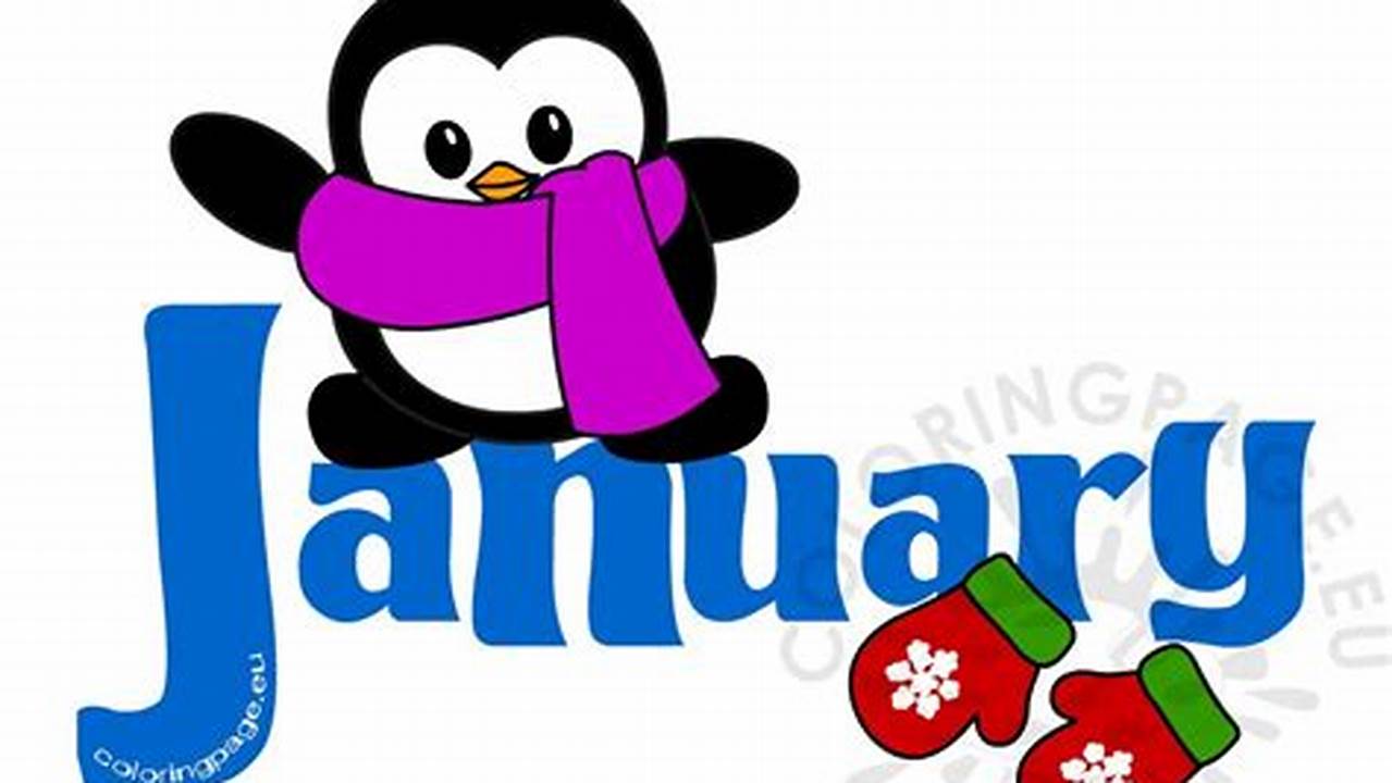 January Cute Clip Art Calendar 2024 Year