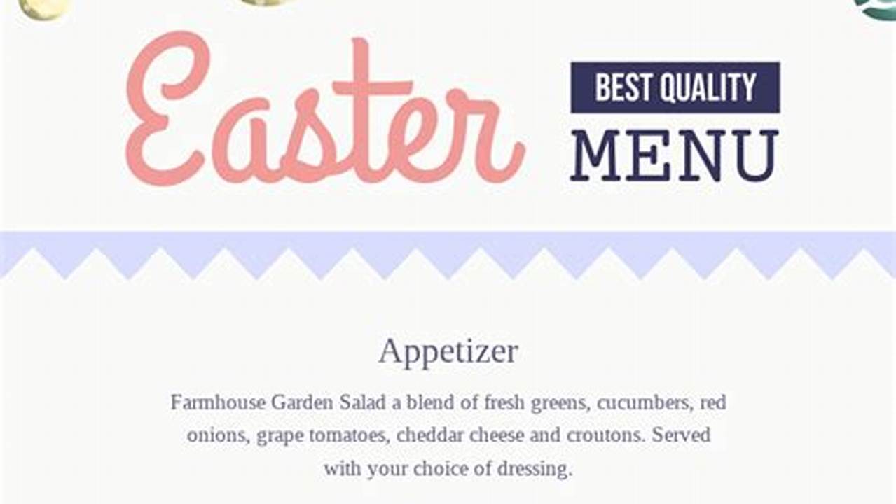 Join Us And Enjoy Our 3 Course Easter Menu Full Of., 2024