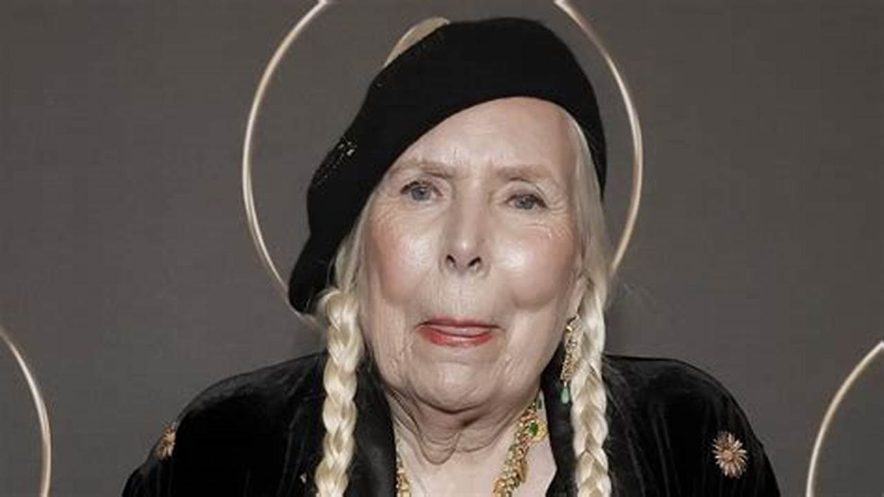 Joni Mitchell, 80, Happily Accepts The Award For Best Folk Album For At Newport Live Ahead Of Her Debut Performance At The Ceremony, 2024