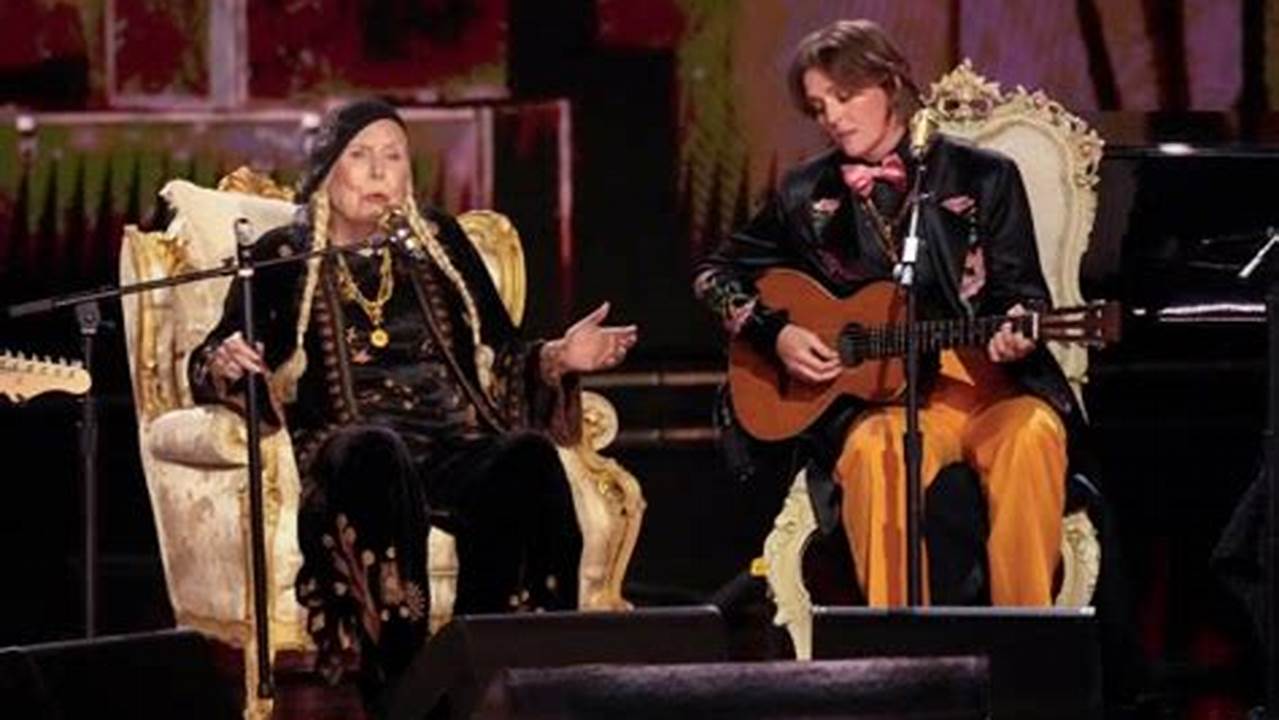 Joni Mitchell, Left, And Brandi Carlile Perform Both Sides Now During The 66Th Annual Grammy Awards Chris Pizzello/Invision/Ap Images., 2024