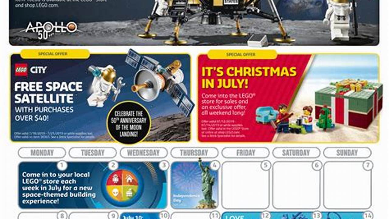 July Lego Calendar 2024 Printable