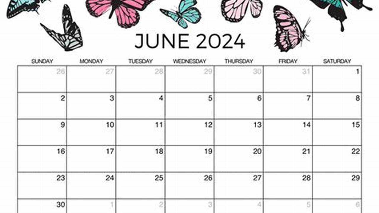 June 2024 Calendar Cute Designer Door