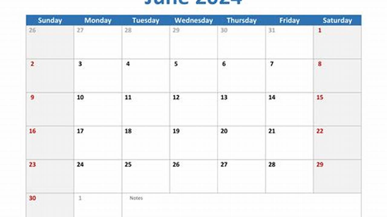 June 2024 Calendar Printable Editable Template