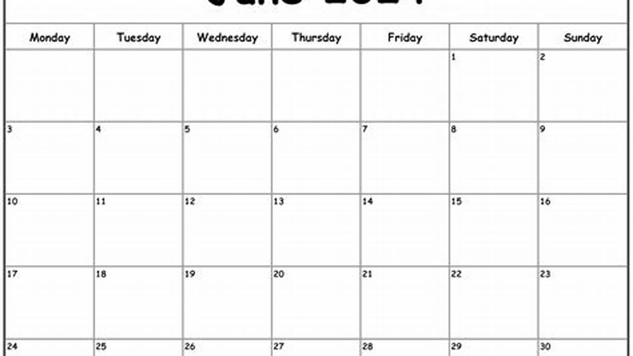 June 2024 Calendar Starting Monday Rahu Kalam