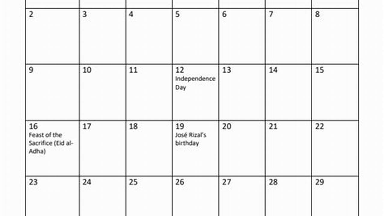 June 2024 Calendar With Holidays Philippines Free