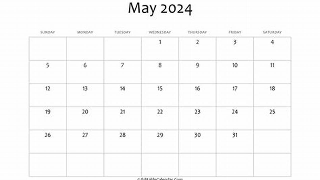 June 2024 May Calendar Printable Free