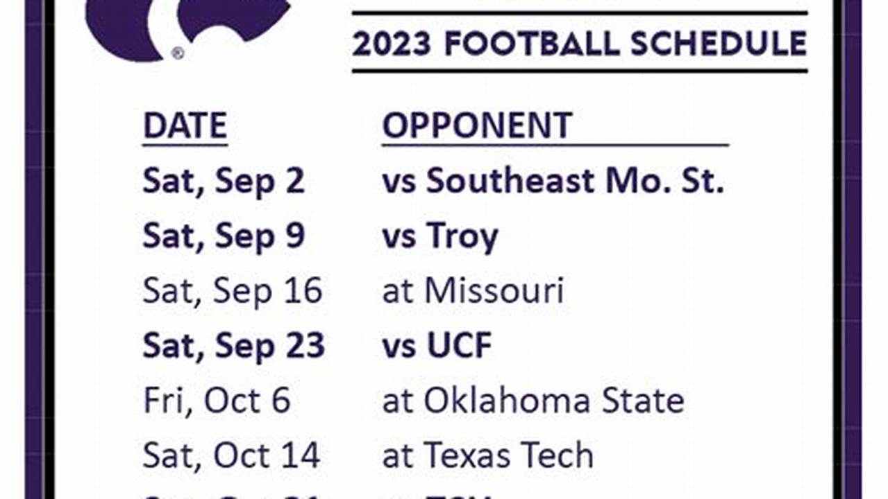 K State Football Schedule 2024 Printable