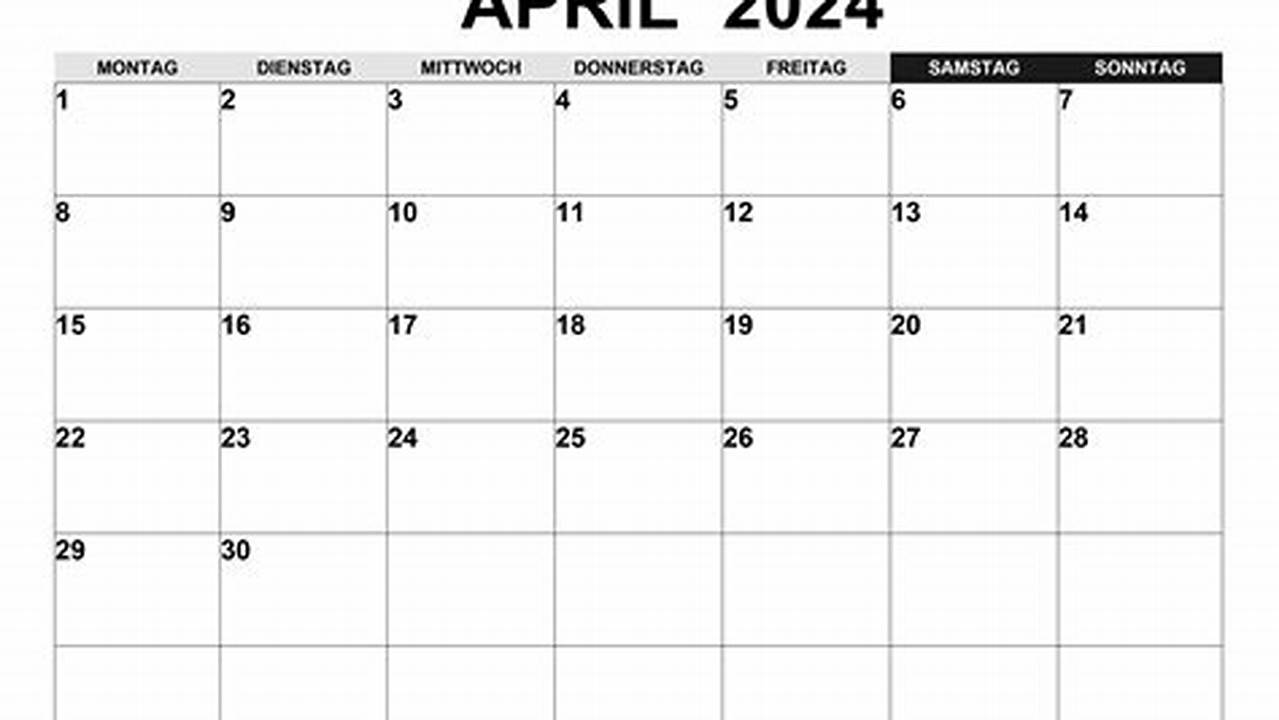 Kalender April 2024 Als Kostenlose Vorlagenfür Pdf Zum Download Und Ausdrucken., 2024