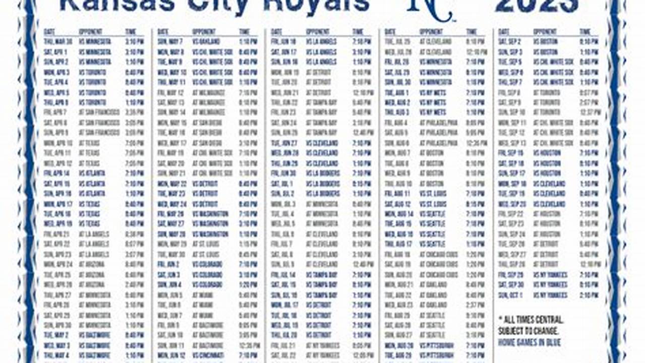 Kansas City Royals Schedule 2024 Printable