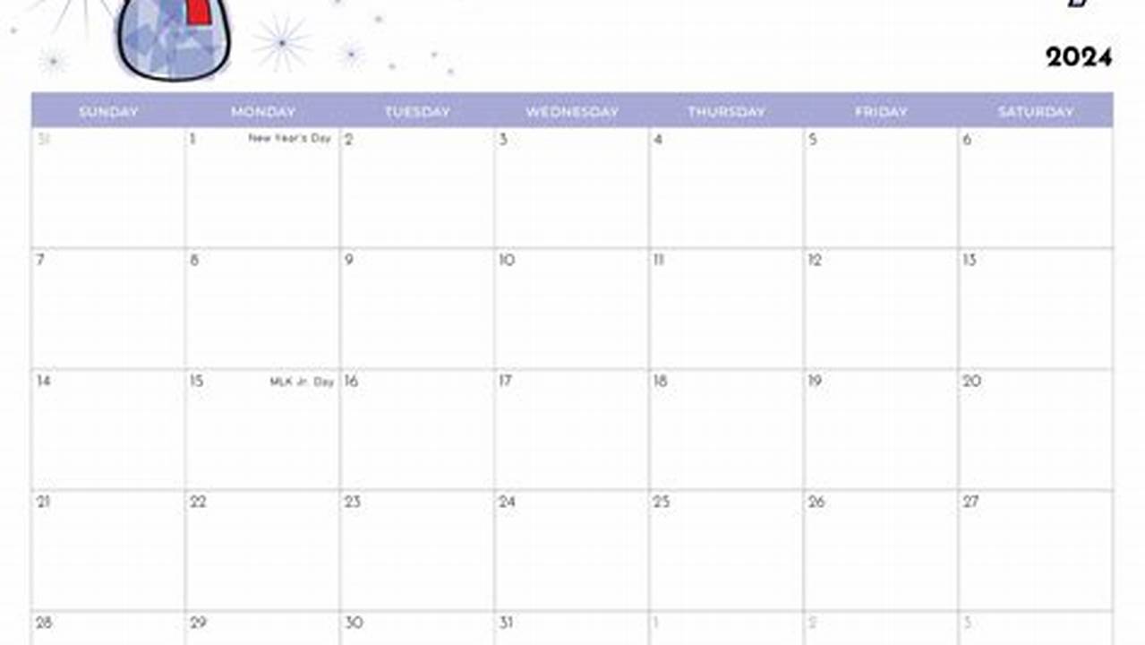 Kids Monthly Calendar January 2024