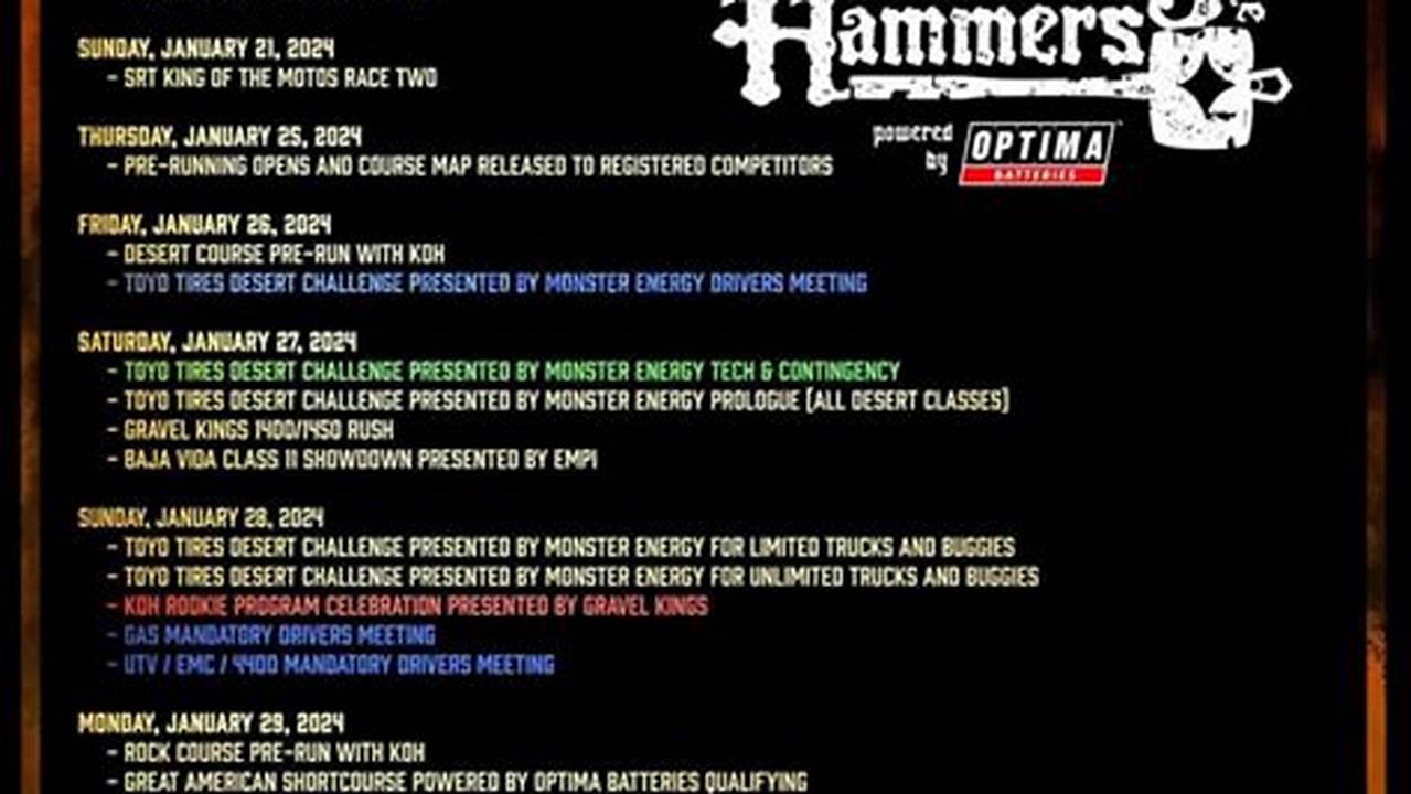 King Of Hammers Schedule 2024
