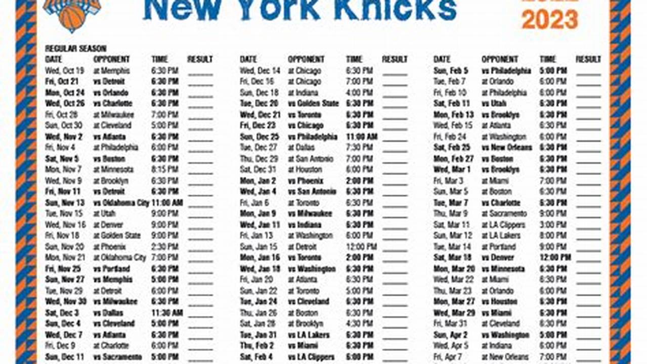 Knicks Game Schedule 2024