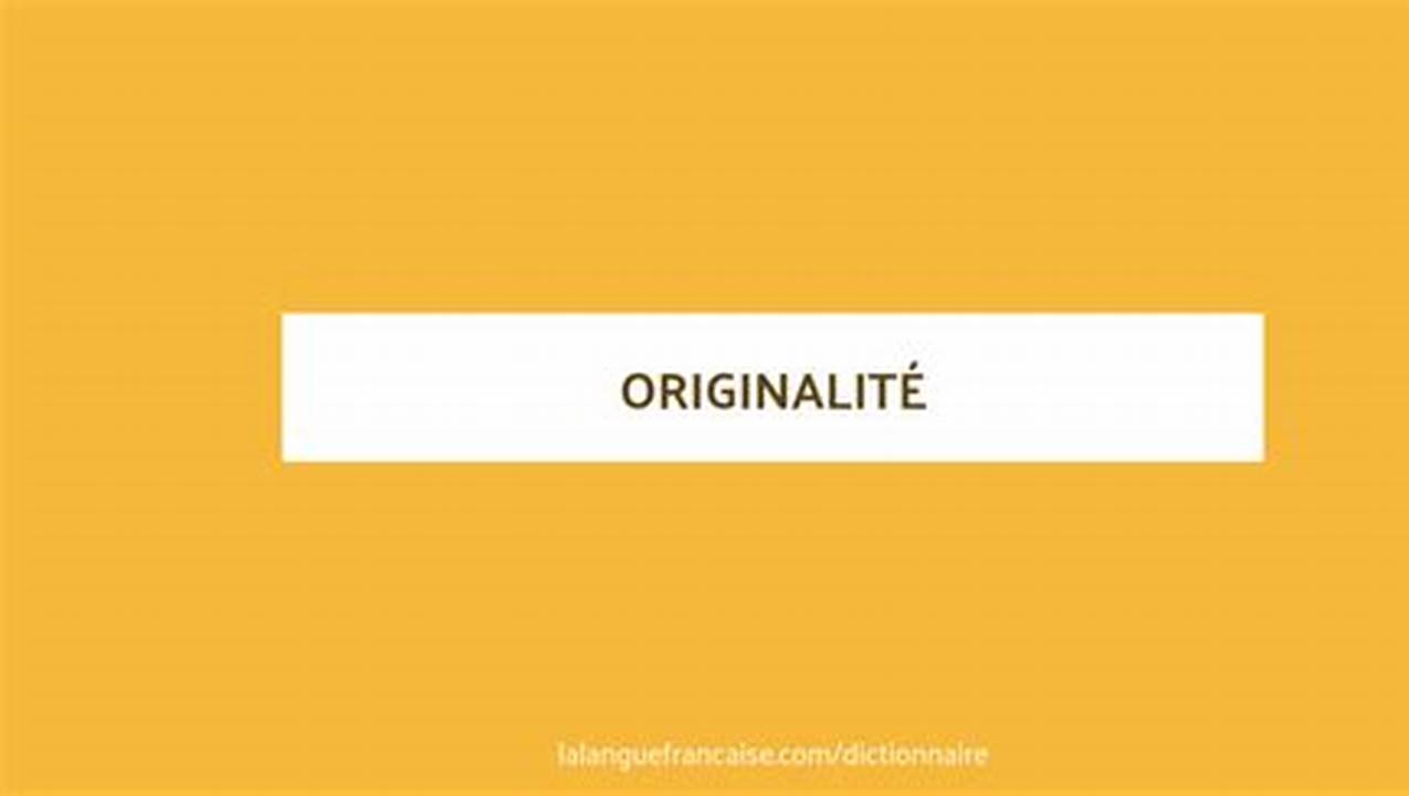 L'originalité, FR Livre