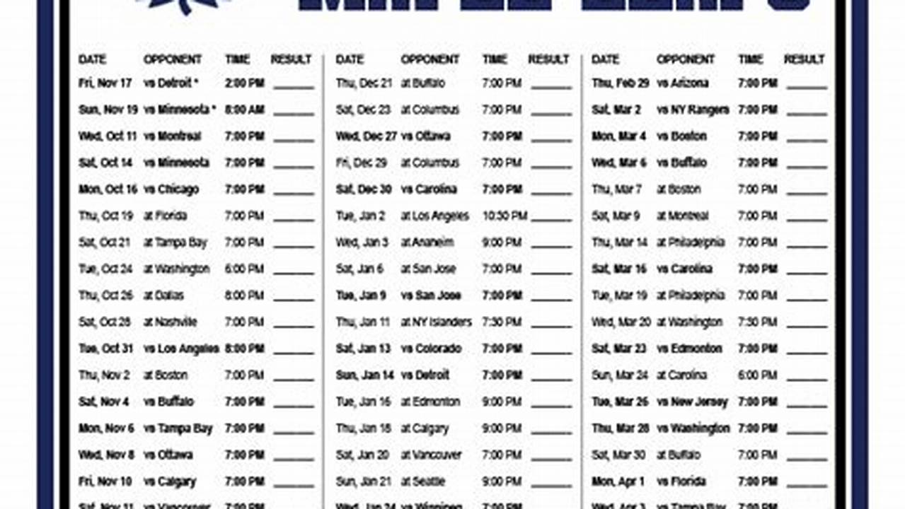 Leafs Schedule 2024-24