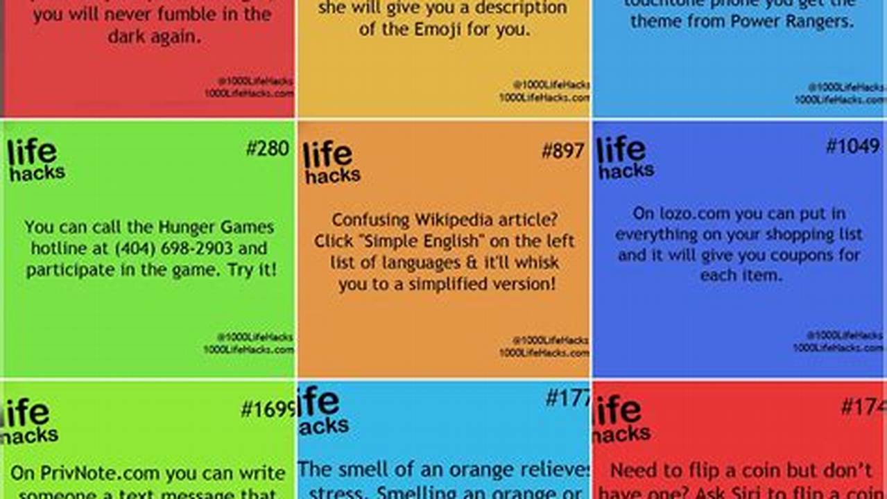 Life Hacks 2024 Day-To-Day Calendar