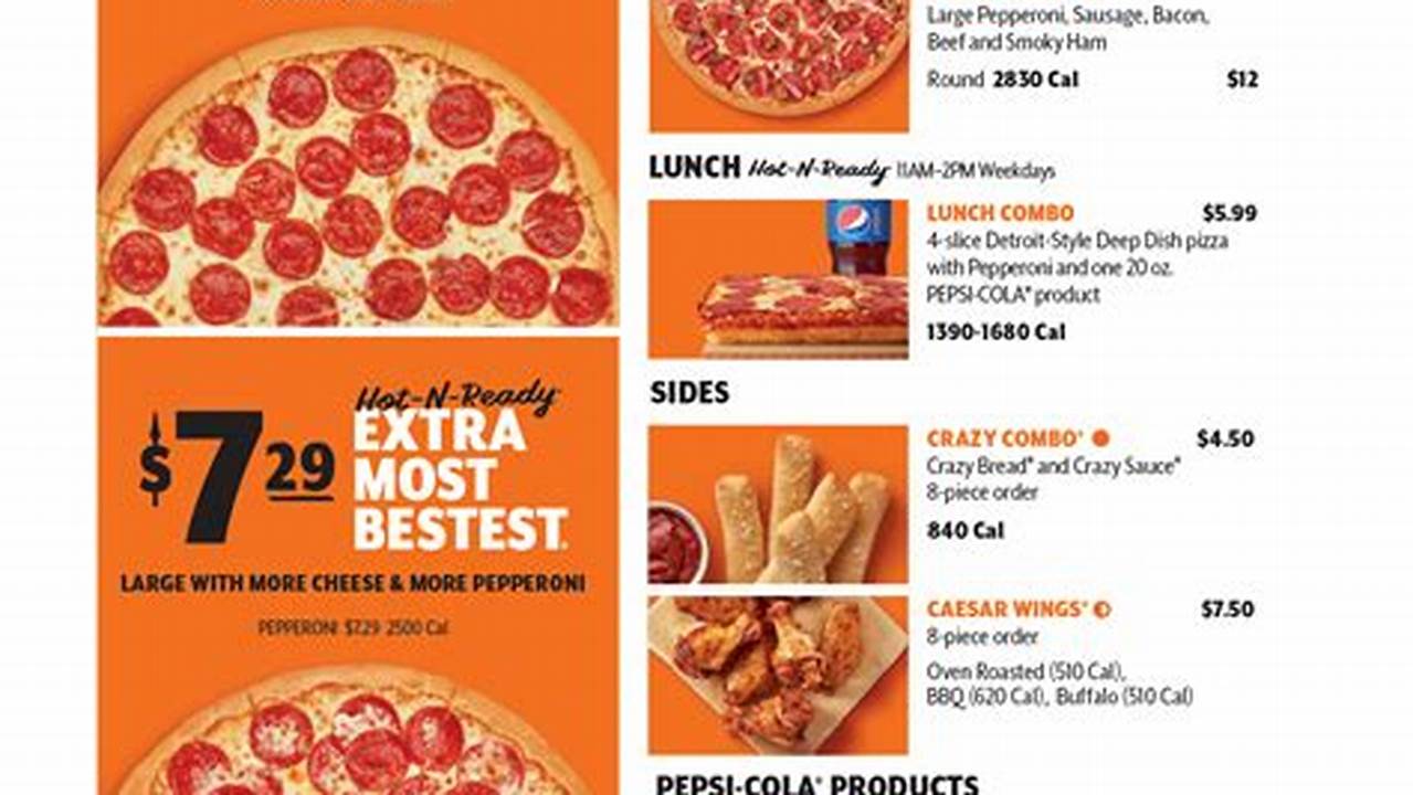 Little Caesars Pizza Menu 2024 Printable