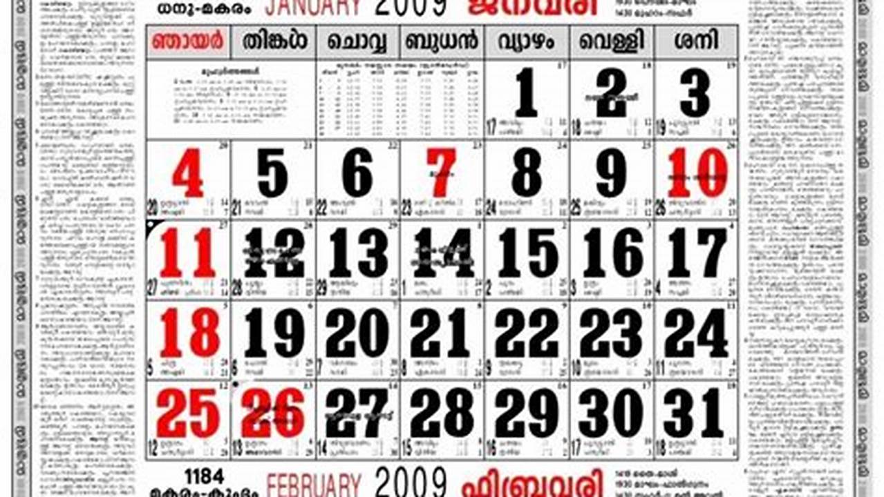 Malayalam Calendar 2024 April