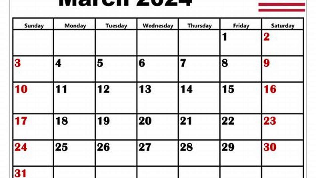 March 2024 Calendar Month With Holidays