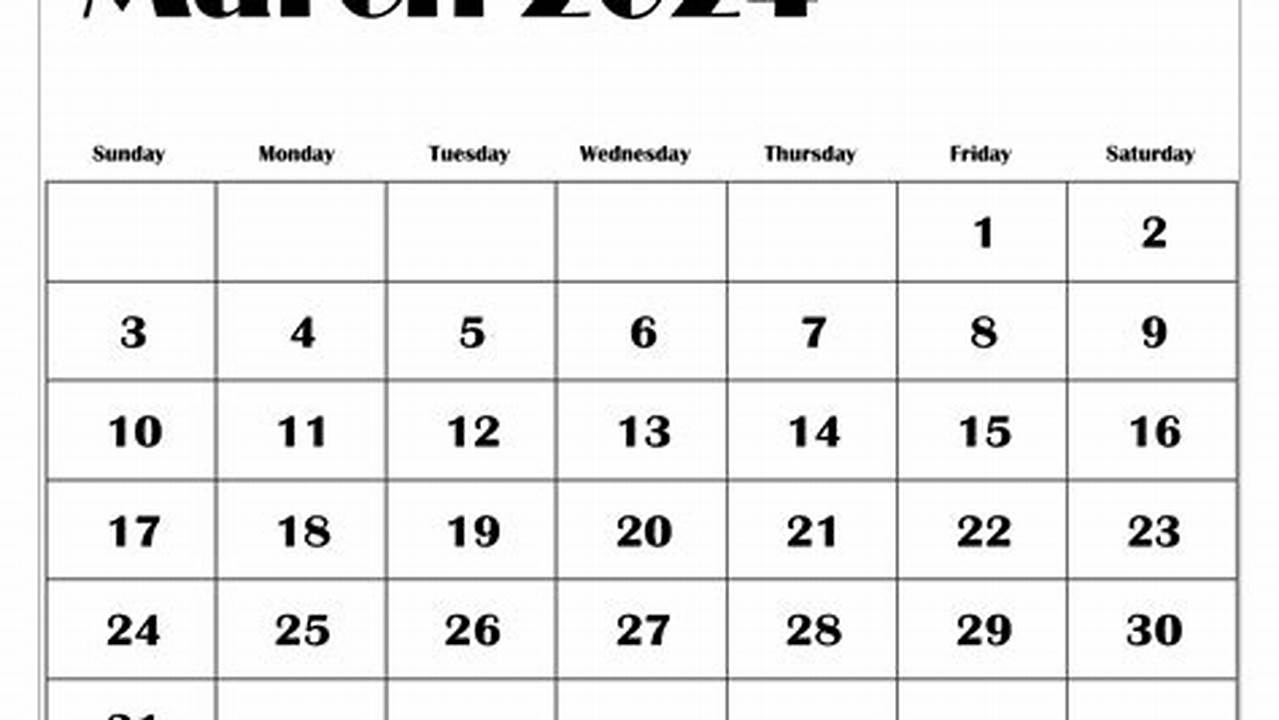 March 2024 Calendar Template Pdf