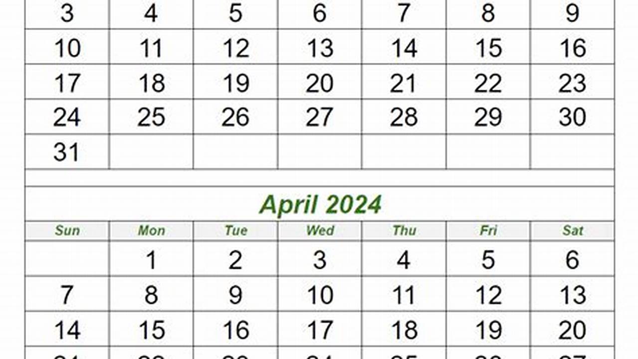 March April 2024 Calendar