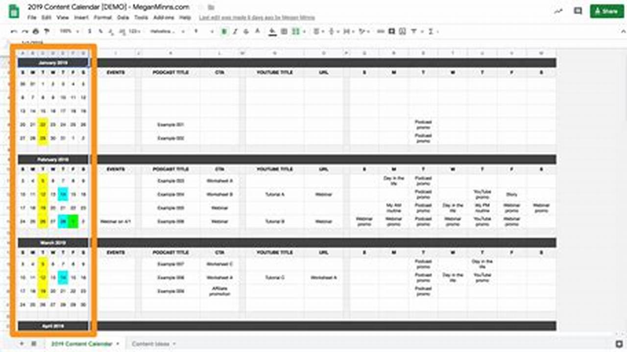 Marketing Calendar Template Google Sheets