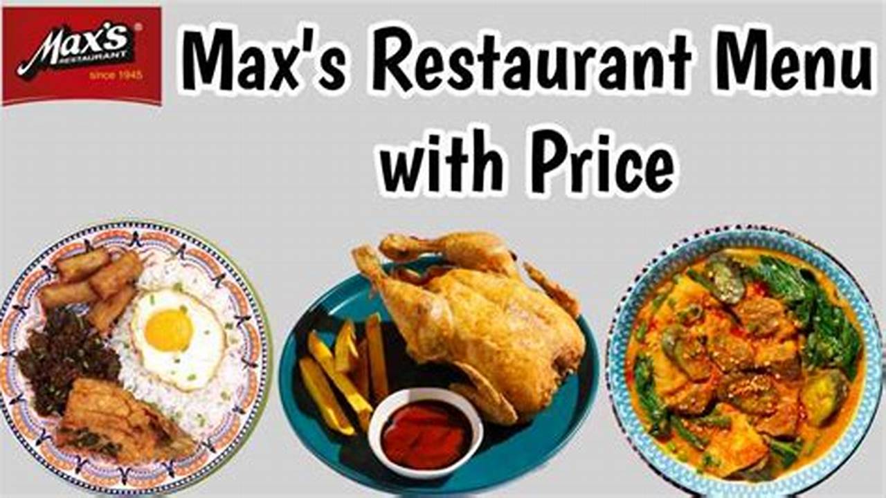 Max Restaurant Menu And Price List 2024