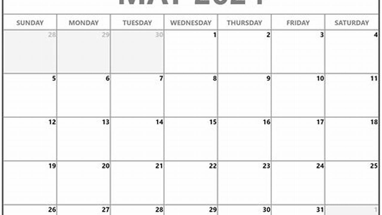May 2024 Calendar Printable Template