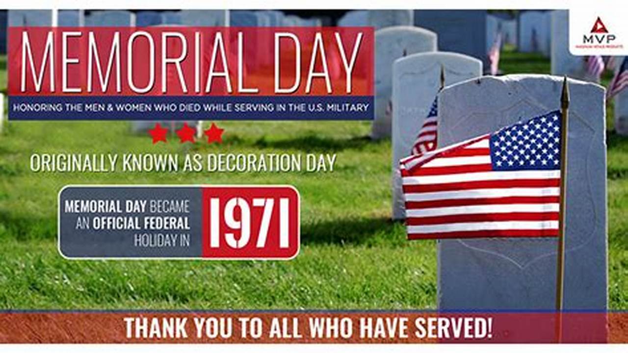 Memorial Day 2024 Is A Day That Commemorates All Men And Women Who Have Died While Serving In The Military For The United States Of America., 2024
