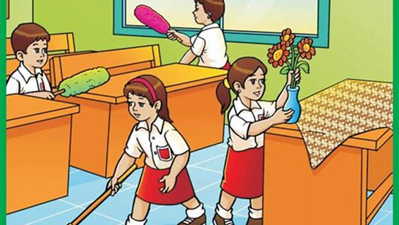 Menjaga Kebersihan Dan Ketertiban Lingkungan Sekolah, Gambar