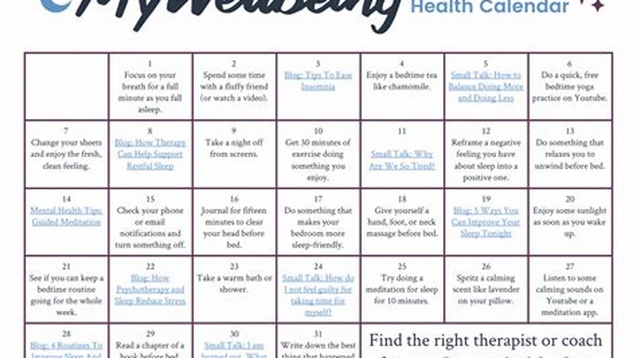 Mental Health Calendar 2024