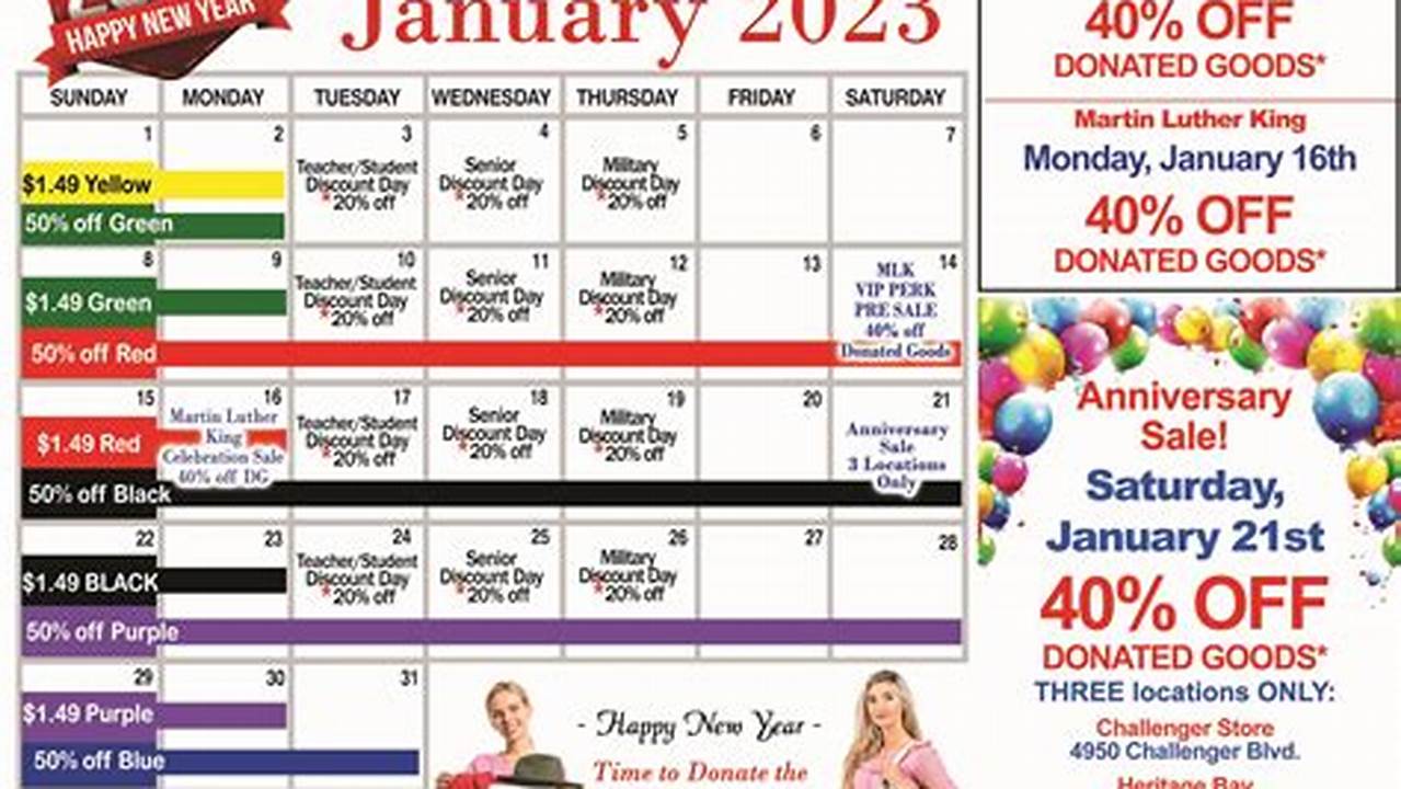 Michiana Goodwill 2024 Sales Calendar