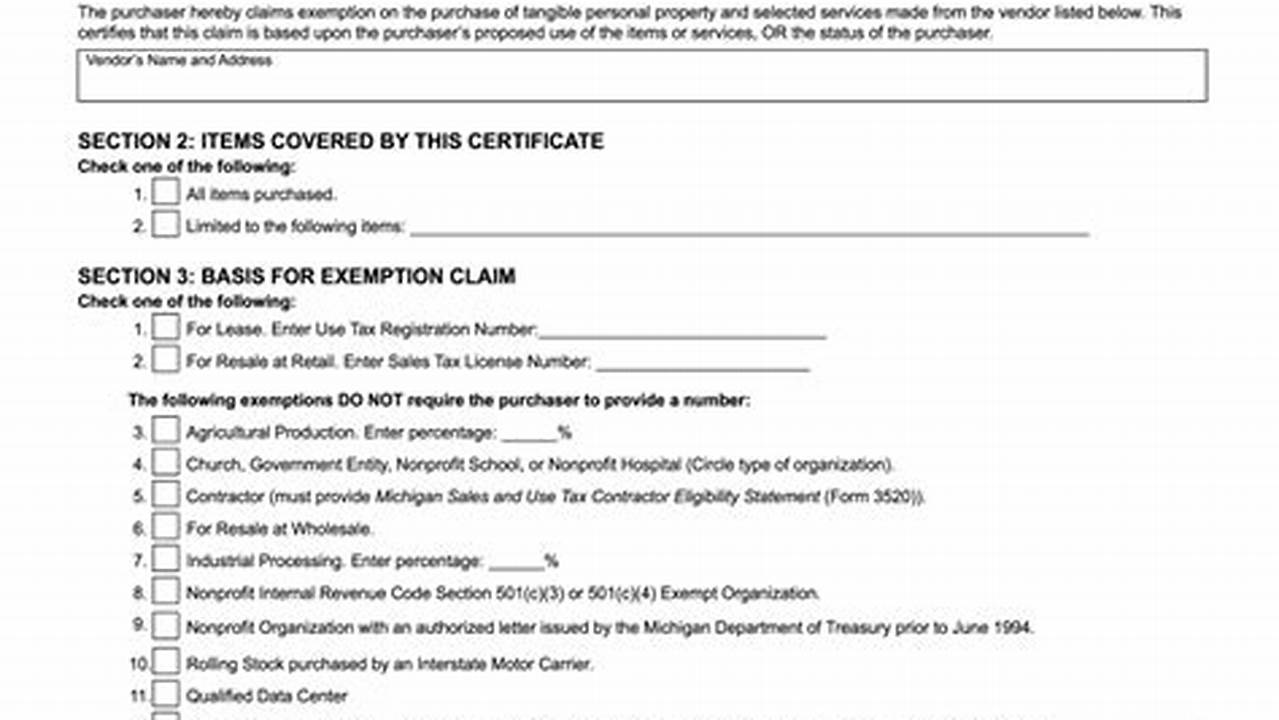 Michigan Tax Exempt Form 2024