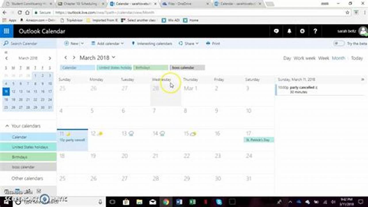 Microsoft Onedrive Calendar