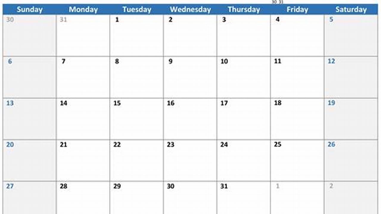 Microsoft Word Blank Calendar
