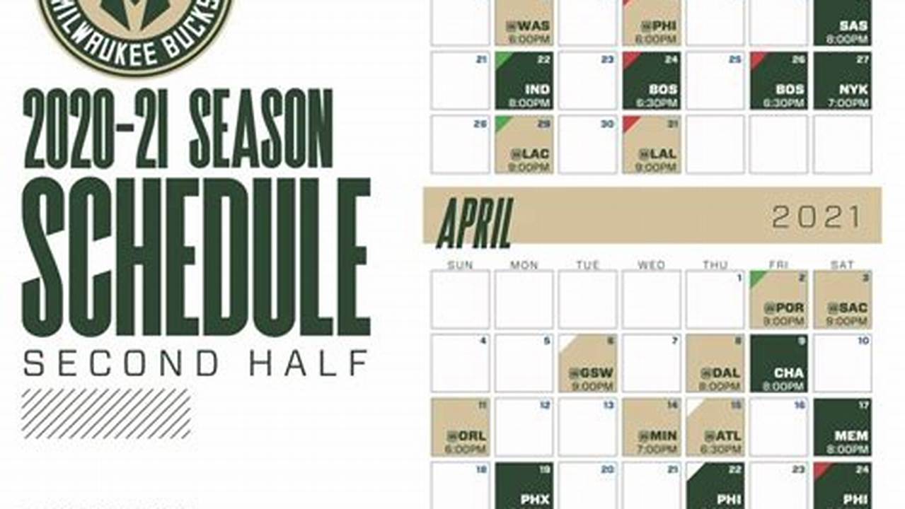 Milwaukee Bucks Schedule 2024/2024 Season