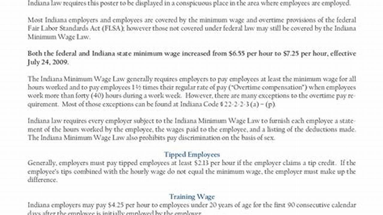 Minimum Wage Indiana 2024