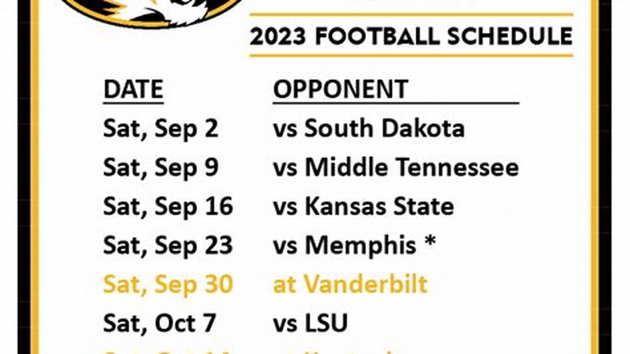 Missouri Tigers&#039; 2024 Sec Football Schedule Has Been Officially Released, Featuring Key Matchups Such As A Home Game Against Vanderbilt And Away Games., 2024